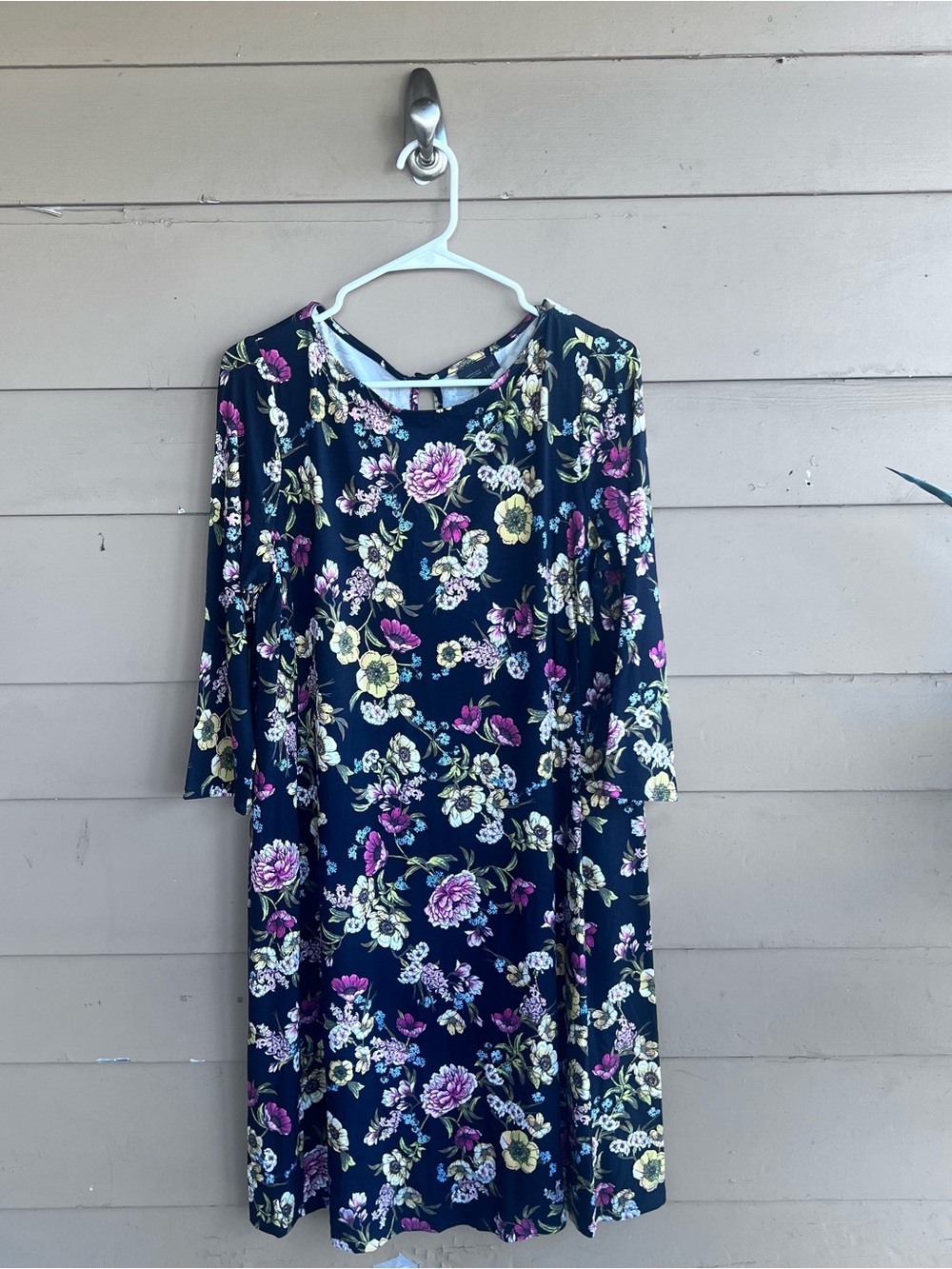 J.Jill Wearever Collection Floral Print Midi Shift Dress M Casual Modest Fall